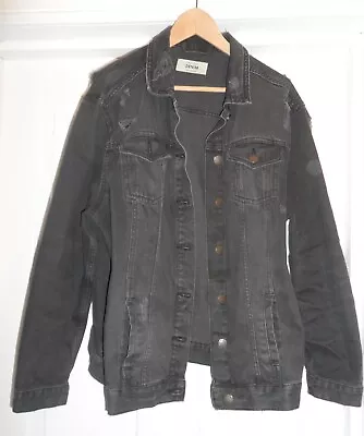 Buy Womens New Look Black Distressed Denim Jacket Size UK 16 • 4.99£