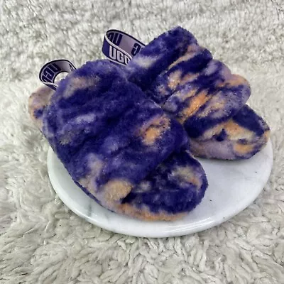 Buy UGG Fluff Yeah Slide Violet Marble Slipper Sandal Night Women Size 9 • 23.64£