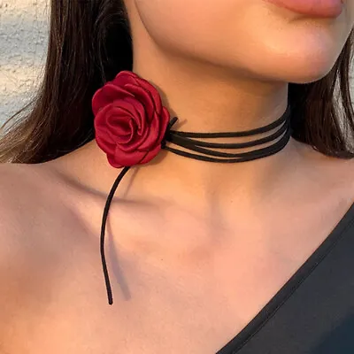 Buy Retro Rose Flower Choker Necklace Velvet Women Gothic Dress Jewelry Collar Chain • 2.75£