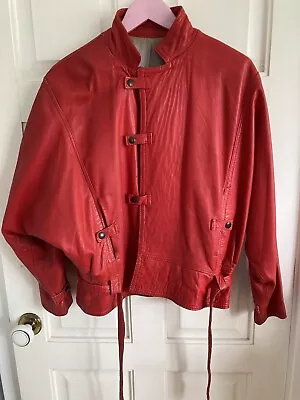 Buy Vintage Red Leather Jacket Womens • 50£