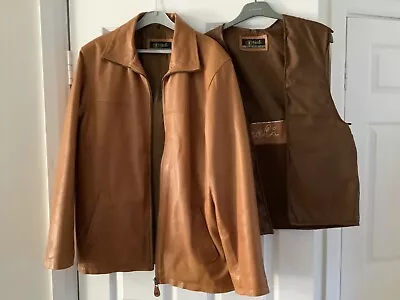 Buy Mens Heeli Tan Soft Leather Box Jacket Size M • 35£