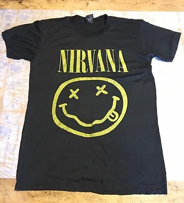 Buy 🎄 Rare Vintage Nirvana Band T Shirt Single Stitch Off Black Size M • 49£