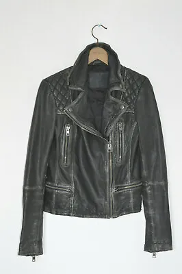 Buy *WOW* AllSaints Ladies CARGO Leather Biker Jacket UK8 US4 EU36 Black Moto C  • 52.49£