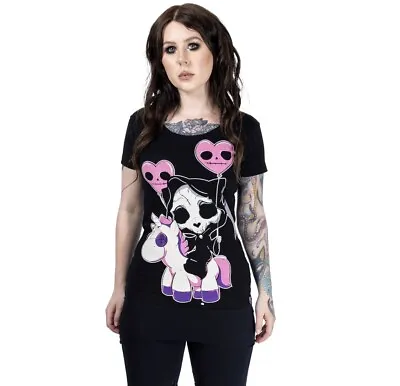 Buy Cupcake Cult Cat Reaper T Shirt Black Pink Heart Balloon Purple Unicorn Emo XL • 19.99£
