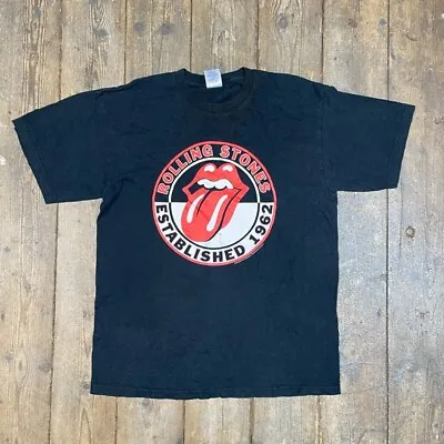 Buy Rolling Stones T-Shirt Vintage Music Graphic Short Sleeve Tee, Black Mens Medium • 45£