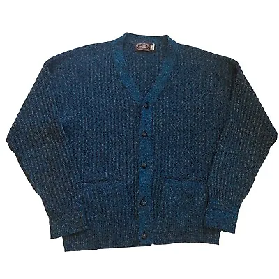 Buy Vintage Cardigan Grandma Sweater Womens XL Blue Knit Button Front Mom Grunge 80s • 28.22£