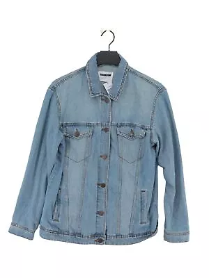 Buy Noisy May Women's Jacket L Blue Cotton With Polyester, Viscose Overcoat • 8£