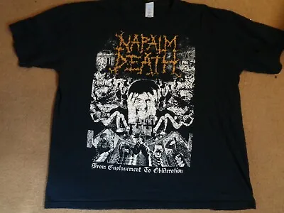 Buy Vintage Napalm Death From Enslavement To Obliteration T Shirt 2XL Classic Metal! • 13.99£