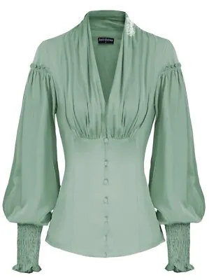 Buy Ladies SCARLET DARKNESS Green Corset Shirt  Size S • 10£