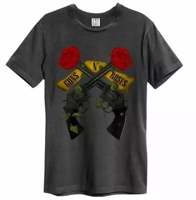 Buy Amplified Guns N Roses Shooting Roses Mens Charcoal T Shirt Guns N Roses Tee • 19.95£