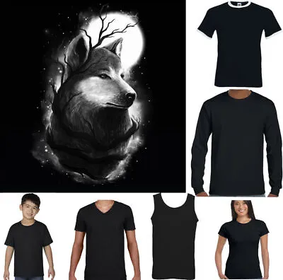 Buy MOON WOLF T-Shirt Mens Animal Face American Werewolf Horror Camping Halloween • 10.99£
