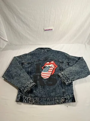 Buy The Rolling Stones Denim Jacket Women's XS Blue Acid Wash Jean Denim Coat • 28.43£