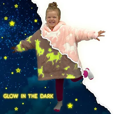 Buy Childrens Glow In Dark Unicorn Oversized Hoodie Blanket Magical Glow In Dark  • 24.95£