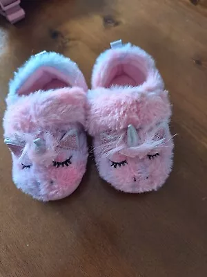 Buy Toddler Girl Pink Unicorn Slippers Size 6 • 1.50£