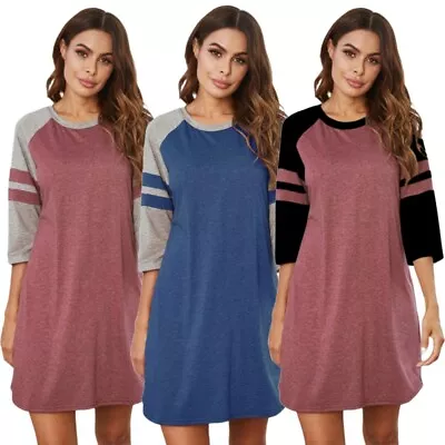 Buy Women Long Sleeve Sleep Shirt Tee Pajama Top Dress T-shirt Nightgown Nightdress • 12.33£
