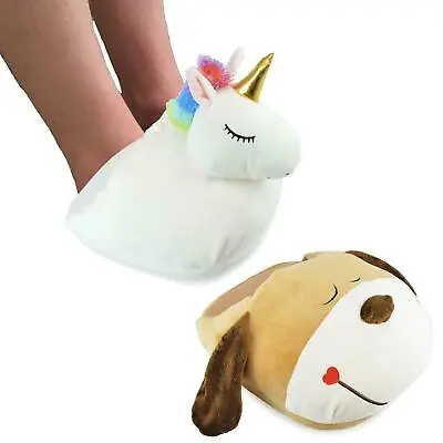 Buy Ladies Novelty Soft Plush Unicorn Bear Double TV Slipper Feet Warmer Foot Cosy • 14.99£