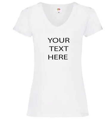 Buy Custom Printed Text Lady Fit V-neck T-shirts Personalised Print  Women Hen Party • 14.99£
