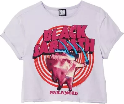 Buy Amplified Black Sabbath Paranoid Purple Lilac Crop T-Shirt Top Small New Tags • 22.99£