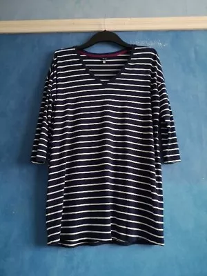 Buy Joules Leia Oversized Navy Striped Jersey 3/4 Sleeve Long Tunic Tee Top Size 8 • 9.99£
