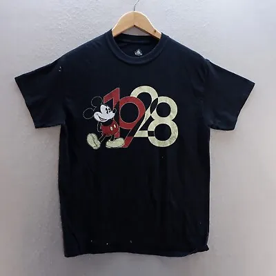Buy Disney T Shirt Medium Black Graphic Print Mickey Mouse 1928 Short Sleeve Mens • 8.09£
