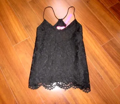 Buy MACBETH COLLECTION ~ New! NWT M ~ Black Rose Floral Lace Racerback Strap Tank 78 • 23.67£