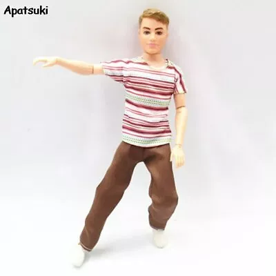 Buy 1/6 Doll Clothes For Ken Doll Pink Striped T-shirts Trousers Outfits Accessories • 3.82£