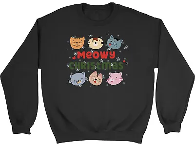 Buy Christmas Cat Lover Sweatshirt Mens Womens Meowy Christmas Kitten Gift Jumper • 15.99£