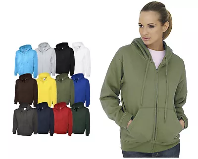 Buy Ladies Loose Fit Zip Up Hoodie Sweatshirt Size 6-26 - WOMENS PLAIN HOODED HOODY • 19.95£