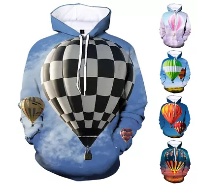 Buy Hot Air Balloon Hoodie Sweatshirt Mens Graphic Print Top Streetwear Xs-6xl • 33.79£
