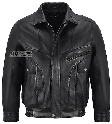 Buy Men's Vintage Leather Jacket Black Classic Rough Biker Style Real Lambskin 8553 • 77£
