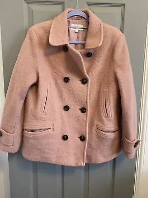 Buy Rose Pink M&S Per Una Pea Coat Wool Jacket Winter Great Condition Sz 16 Warm • 22£