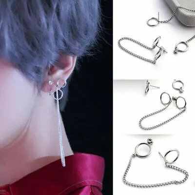 Buy K-Pop BTS Two Ringed Chain Earring Stud Earring Bang Tang Boys Korean Jewellery • 2.99£