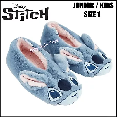 Buy Kids Junior Size 1 Disney Stitch Slippers Furry Slip On Style Euro 33 Faux Fur • 9.99£