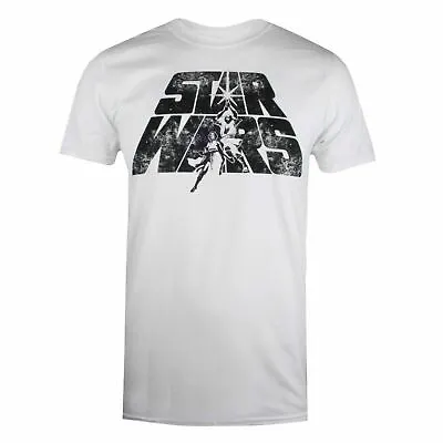 Buy Star Wars Mens T-shirt Retro Logo White  S - XXL Official • 13.99£