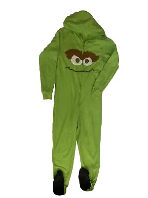 Buy Sesame Street Oscar The Grouch Hooded Footed Pajama Costume M Medium One Piece • 14.47£