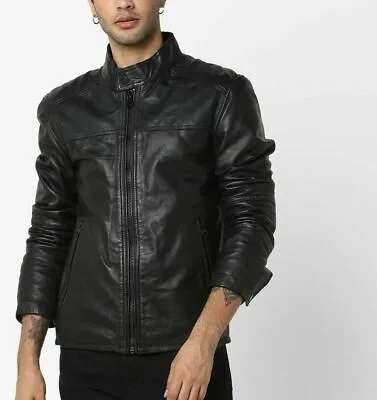 Buy Leather Jacket For Men Black Color Genuine Lambskin Biker Motorcycle Casual • 112.31£