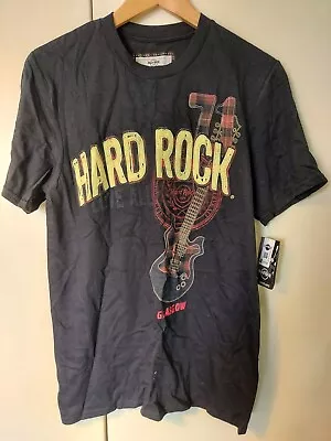 Buy Hard Rock Cafe Glasgow Mens Tartan Black T-Shirt New With Tags Adult Small • 12£