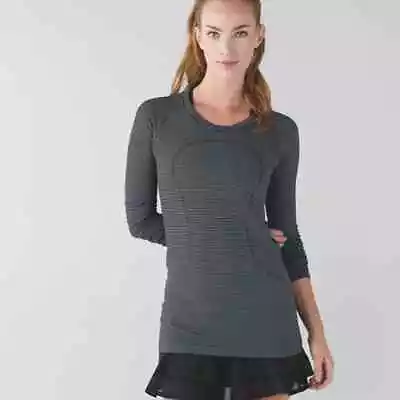 Buy Lululemon Woman's Size 6 Tempo Stripe Black White Swiftly Tech Long Sleeve • 38.57£