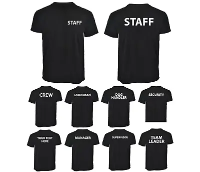 Buy Personalised Staff Left Chest  Back Security Workwear Unisex Uniform T-Shirt Tee • 9.49£