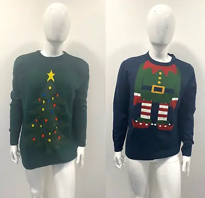 Buy Christmas Jumper Men's Knitted Elf Or Christmas Tree Winter QIL001 NG • 10£