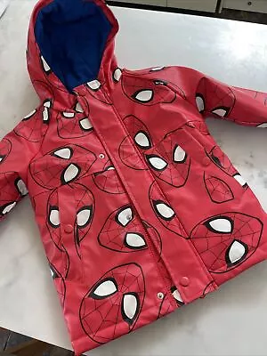 Buy Spider Man Boys Coat Asda George Red Fleece Lined 3-4 Years Rain Jacket Coat  • 10£