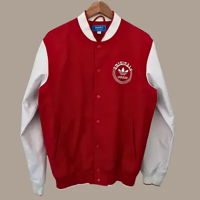 Buy Adidas Originals Varsity Denim Jacket Red And White  Size Large Embroidered Logo • 69.99£