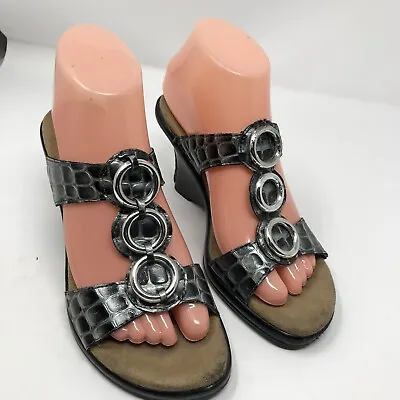 Buy DR SCHOLLS Feel-Crazy-Good Women’s 7 M Sandals Slides Heels  Avalon” Gray Black • 22.10£