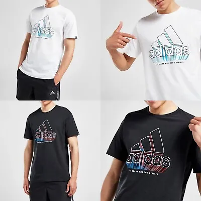 Buy Adidas Men Brand With Three Stripes  T-Shirt SHORT SLEEVE CREW NECK • 12.49£
