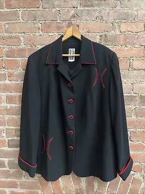Buy Vintage Zelda Women's Jacket, Sz XXL, Black Red Piping, The Downtown Empire 80s • 278.77£