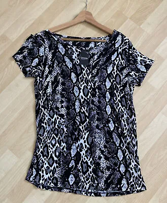 Buy BNWT Ladies Black & Grey Snakeskins Pattern T.shirt Size 10 • 5.99£