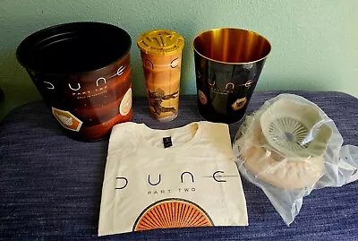 Buy NEW Dune Part Two *Promo BUNDLE* 2 Popcorn Buckets, Cup, L T-Shirt, AMC Sandworm • 264.58£