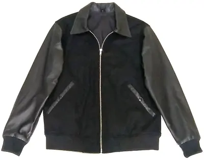 Buy SUPERB VARSITY JACKET WITH LEATHER SLEEVES - M - 1950s STYLE ROCKABILLY ROCKER • 65£