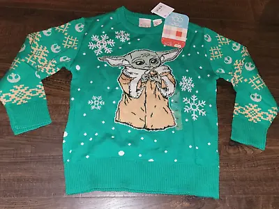 Buy NWT Disney Star Wars Grogu Baby Yoda Christmas Sweater Girls Size XS New • 16£