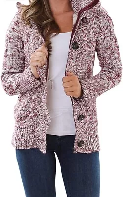 Buy Happy Sailed Womens Hoodies Button Down Sweater Hooded Cardigan Jacket Coat Plus • 24.99£